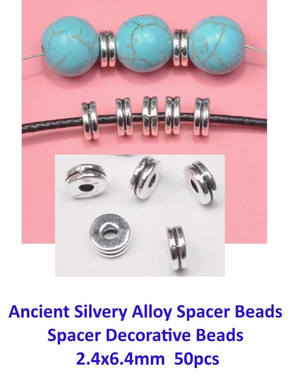 Ancient Silvery Alloy Spacer Beads Spacer Decorative Beads 2.4x6.4mm 50pcs